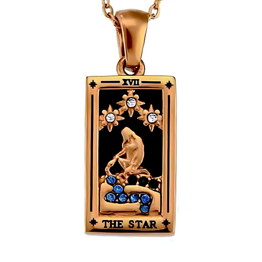 Dainty Gold The Star Tarot Card Necklace | 18k Gold Plated, 316L Stainless Steel